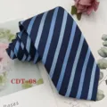 Classic blue and black striped men's necktie, business formal polyester jacquard tie. - CDT-08