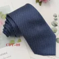 Men's business formal dark blue jacquard necktie for professional office and wedding wear. - CDT-09