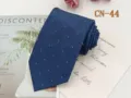 Close-up detail of a classic blue men business necktie featuring white dashed stripe patterns. - CN-44