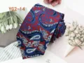 Classic paisley pattern men jacquard necktie detail shot, elegant red and blue woven silk tie. - YG2-14