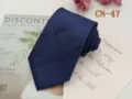 Men's Classic Dark Blue Striped Polyester Silk Jacquard Necktie for Formal Business Wear - CN-47