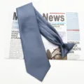 Men's pre-tied solid color blue grey business formal suit necktie with adjustable strap. - Charcoal Gray