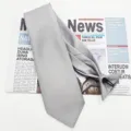Men's solid color pre-tied clip-on tie formal business suit necktie grey accessory - Light Gray