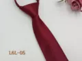 Burgundy men's business zipper necktie 6cm slim pre-tied formal suit neck tie for men - L6L-05