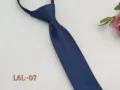 Detailed close-up shot of blue mens business zipper necktie featuring subtle striped texture. - L6L-07
