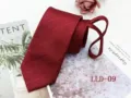Dark red striped business necktie detail shot, elegant formal wear zipper tie for men. - LLD-09