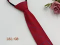 Red slim zipper tie with blue line pattern, detail view showing texture and zipper mechanism. - L6L-08