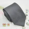 Men's formal business black white striped necktie stylish polyester jacquard hand tied - CDT-20