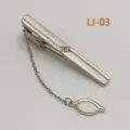 Men silver tie clip with chain business formal wear metal tie bar accessory for men - LJ-03