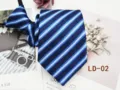 Detail shot of blue striped zipper tie, elegant diagonal stripe design for men's business wear. - LD-02