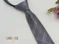 Men business zipper necktie grey grid narrow tie ready tied formal wear 6cm fashion - L6L-12