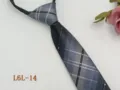 Men's formal business zipper necktie, Korean style narrow plaid striped design pre-tied tie. - L6L-14