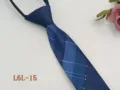 Men's blue plaid business zipper tie narrow necktie for formal wear easy wear 6cm style - L6L-15