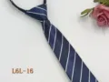 Men's striped business formal zipper necktie, easy-pull narrow 6cm tie for daily office wear. - L6L-16