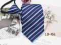 Men's business zipper tie navy blue with light blue purple stripes office formal necktie - LD-06