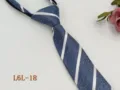 Men's blue striped narrow lazy zip tie, Korean style business formal fashion necktie for daily wear. - L6L-18