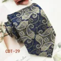 Classic men's blue paisley jacquard necktie for business formal wear, elegant design. - CDT-29