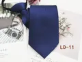 Men's solid dark blue zipper tie business formal 8cm lazy necktie elegant workplace wear - LD-11