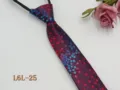 Men business zipper necktie narrow 6cm pre-tied blue red dotted design formal wear accessory - L6L-25