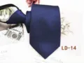 Blue striped zipper necktie detail shot, perfect for men's business formal office wear and daily work. - LD-14