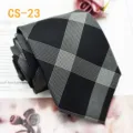 Cravatta di seta quadri nero e bianco uomo vista dettaglio, cravatta formale affari primo piano - CS-23