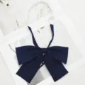 Navy blue JK uniform bow tie for students, classic solid color bow with adjustable strap. - Navy Blue