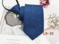 Detailed view of the elegant blue zipper business tie showcasing fine woven geometric texture. - LD-20