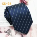 Cravatta da uomo classica in seta a righe blu scuro, cravatta formale per affari professionali. - CS-24