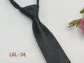 Black paisley jacquard zipper necktie detail shot, 6cm narrow business formal tie. - L6L-34