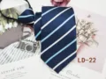 Men's blue striped zipper tie business formal wear lazy necktie with diagonal stripes - LD-22