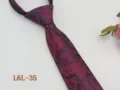 Detailed shot of a burgundy paisley zipper necktie for men, slim 6cm width ready-to-wear tie. - L6L-35