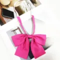 Pink JK uniform bow tie for students, large bowknot with adjustable strap for daily wear. - Rose Red