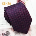 Dettaglio ravvicinato di una cravatta classica da uomo in seta jacquard in tonalità bordeaux. - CS-26