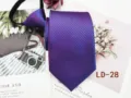 Men's business zipper tie with blue and red stripes, pre-tied lazy necktie for office wear. - LD-28