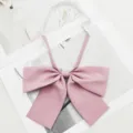 Pink JK Uniform Bow Tie Cute Student Flat Angle Necktie with Adjustable Strap Accessory - Pink Purple