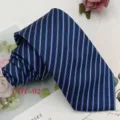 Classic blue striped men's necktie, business formal polyester jacquard hand-tied design. - CDT-02