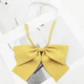 Noeud papillon jaune uniforme JK avec sangle elastique reglable, col style japonais. - Jaune