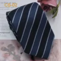 Men's silk business formal tie with classic striped pattern, elegant blue and black color. - CS-02