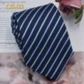 Men's Navy Blue Silk Necktie with Diagonal Stripes Business Formal Wear Accessory Variant - CS-03