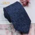 Cravatta da uomo in seta blu scuro cravatta formale da lavoro con motivo floreale - CS-11
