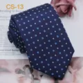 Cravatta uomo in seta, elegante motivo geometrico jacquard blu, accessorio formale. - CS-13