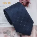 Cravatta da uomo classica in seta blu scuro con elegante fantasia floreale jacquard. - CS-18