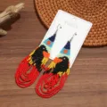 Böhmische handgefertigte Perlen Ohrringe mit Quasten geometrisches Design für Damen Urlaub - Raben-Saatperlen-Quastenohrringe