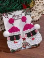 Pendientes de Navidad de cuentas hechos a mano Papa Noel rosa festivo bonito joyeria de mujer - Papá Noel