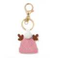 Porte-clés chapeau de Noël en perles fait à la main joli pendentif de sac à main - Bonnet à Cornes Rose