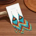 Bohomian Handgemachte Perlen Ohrringe Ethnisch Dreieck Quasten Ohrhaken Schmuck - Stern & Mond Boho-Perlenohrringe mit Quasten