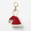 Porte-clés fait main en perles bonnet de Père Noël avec fermoir mousqueton doré festif. - Noël chapeau