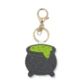 Handmade Halloween cauldron seed bead keychain with green potion design and gold hardware. - Big Pot