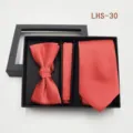 Conjunto corbata pajarita pañuelo hombre rojo boda formal traje de negocios accesorios - LHS-30