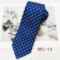 Men's stylish blue floral print necktie 8cm classic business wedding suit accessory detail - HFL-13